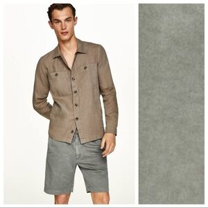 NWOT. Massimo Dutti Linen Blend Gray Bermuda Shorts. Size XL.